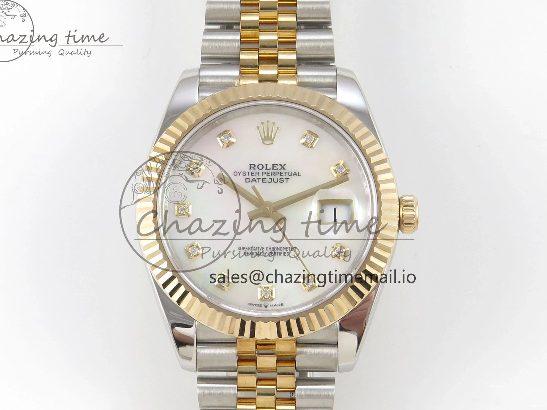 on Edition MOP DateJust White SS 41mm SS Bracelet Jubilee YG Dial Best 126333 3EF YG Diamond SA3235 1:1 0416